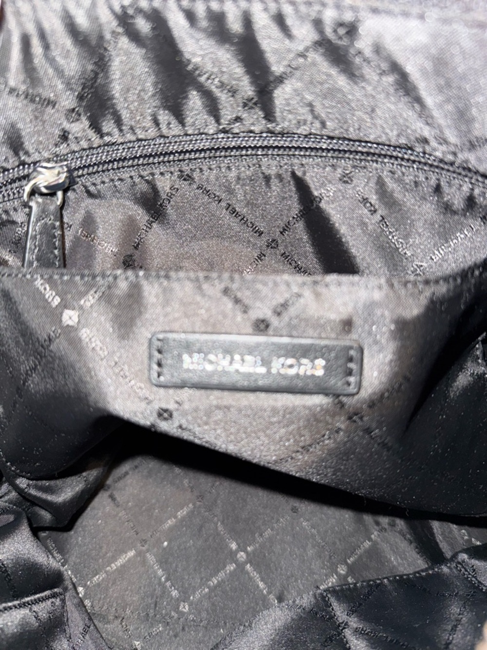 Michael Kors Black Leather Shoulder Hobo with Chain-Trim EUC - Picture 10 of 11
